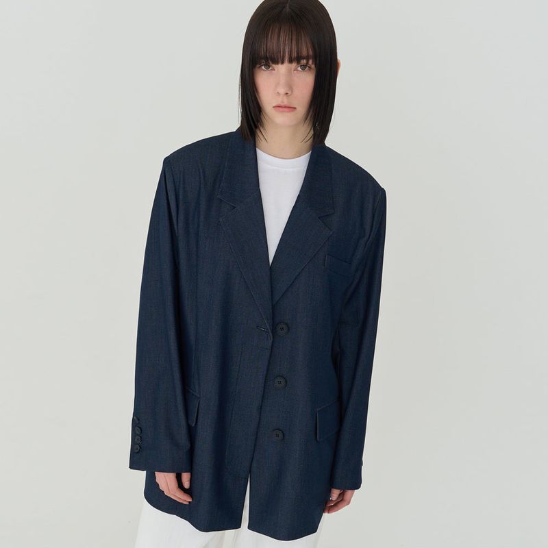 OVERFIT UNBAL SINGLE JACKET (NAVY)