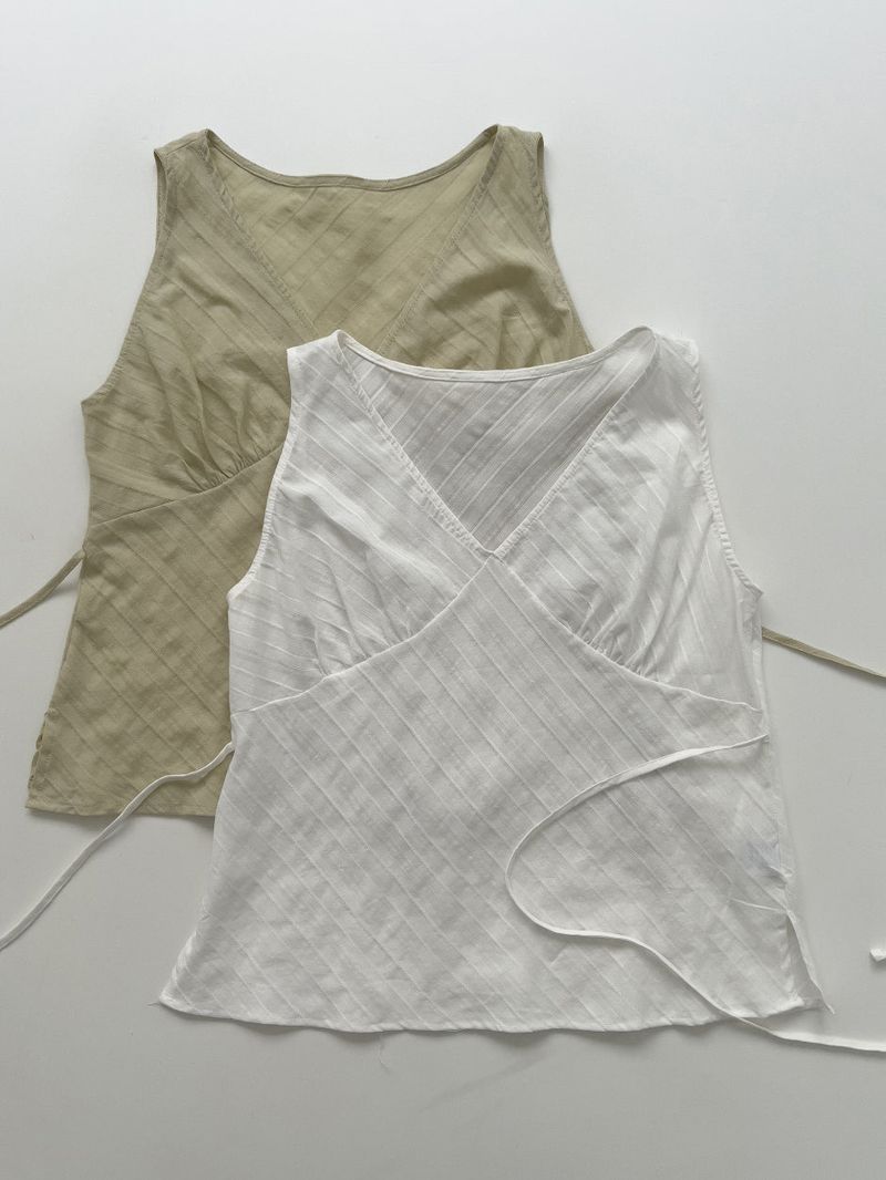 Hachi Shirred Strap Sleeveless Blouse