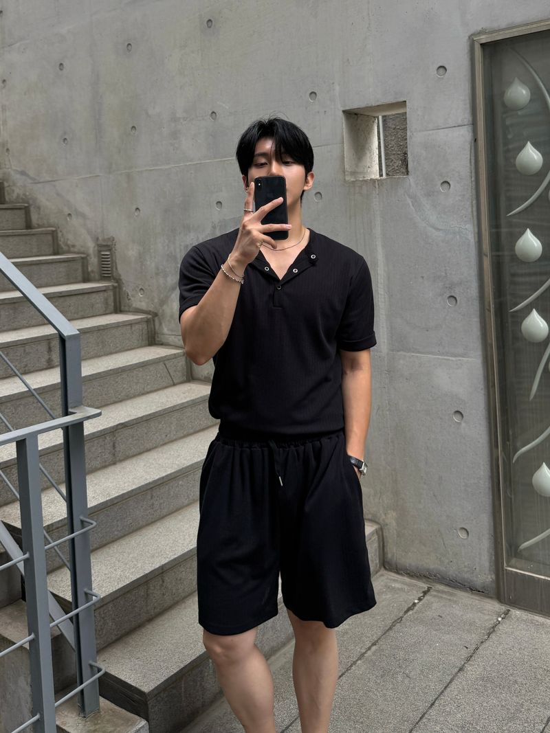 Ocean henley neck short sleeve setup