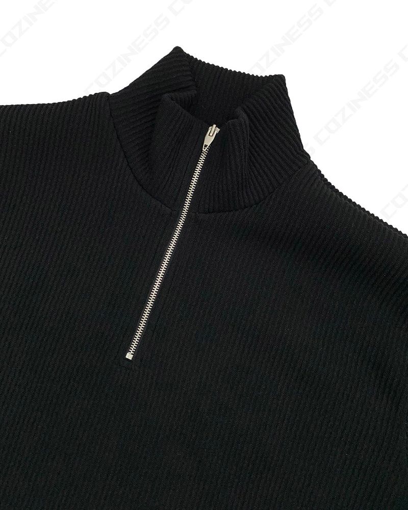 MT leather patch semi zip-up (3 colors)