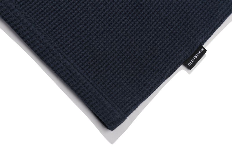 BUTTON UP WAFFLE HENLEY NECK_NAVY