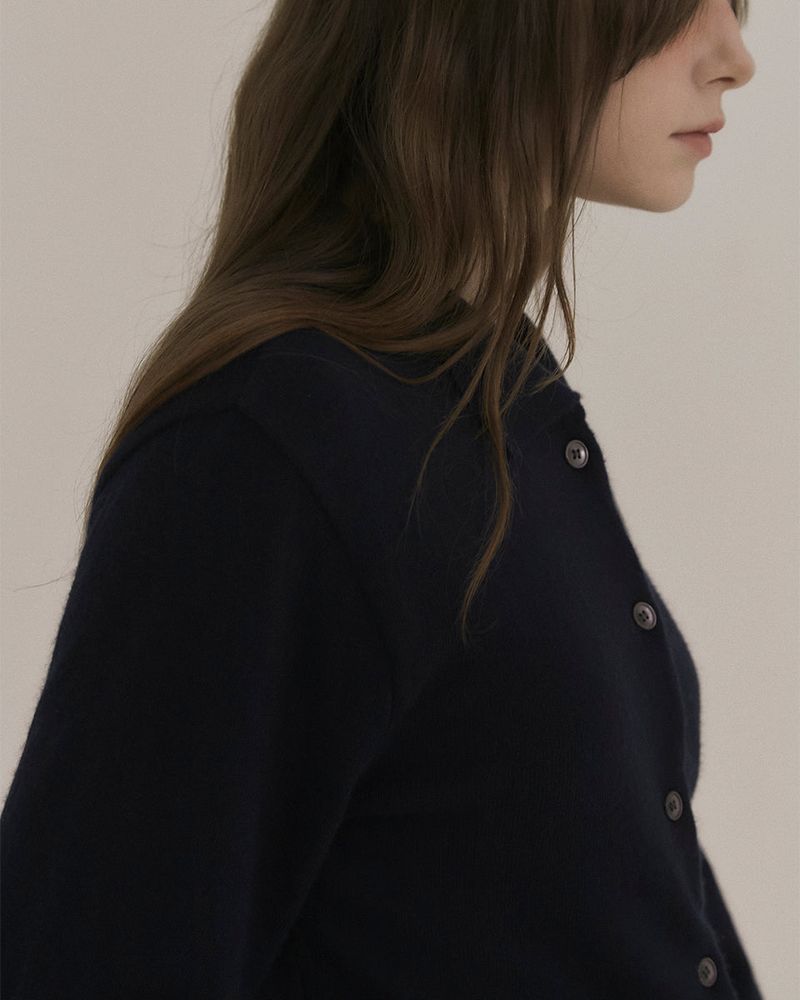 CASHMERE COLLARED CARDIGAN [NAVY]