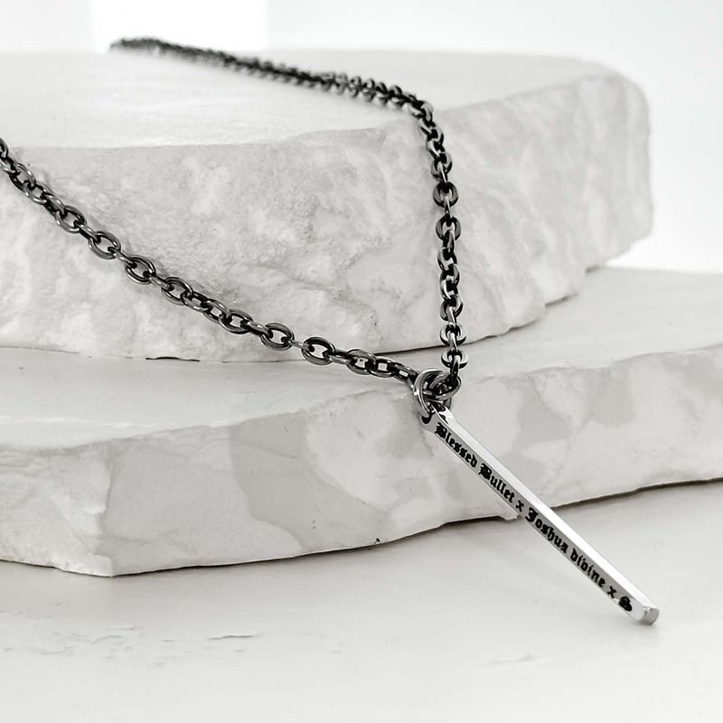 SS-lettering bar chain necklce_black silver