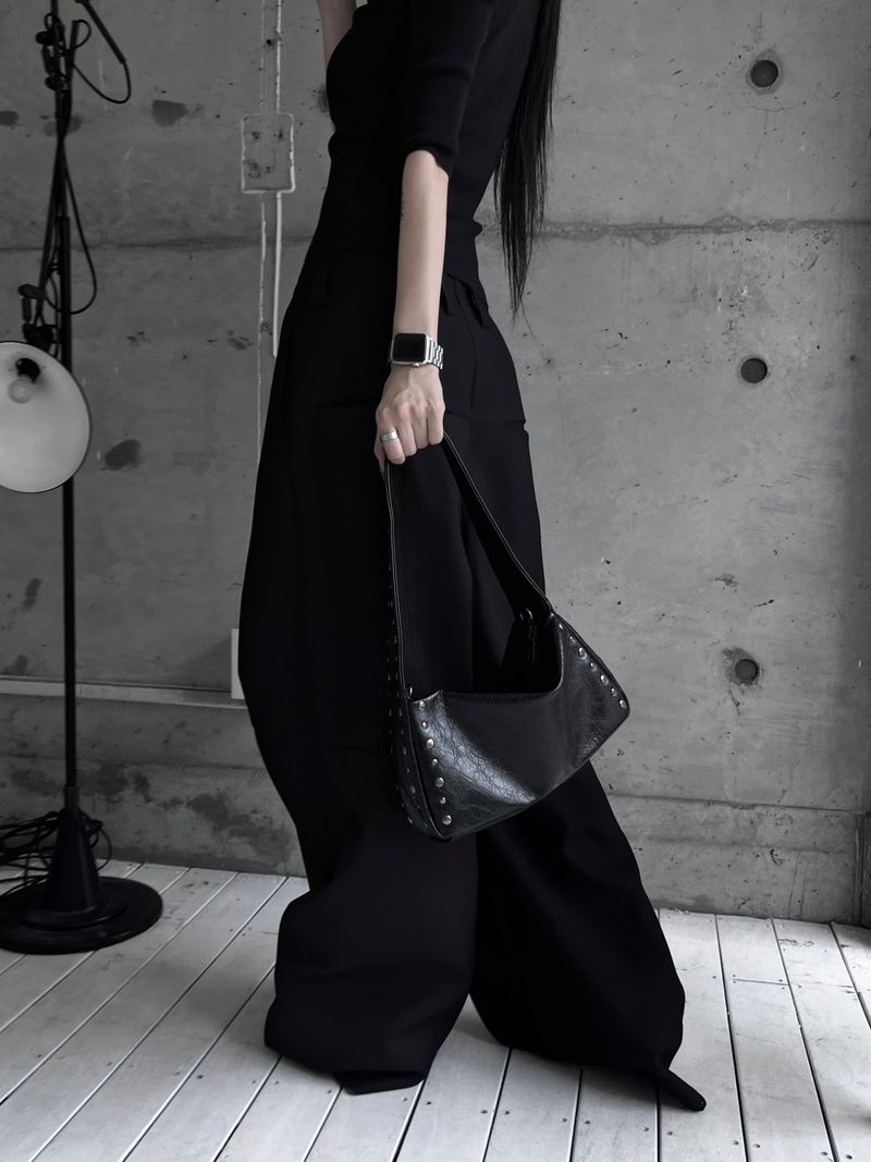 studded shoulder shark bag
