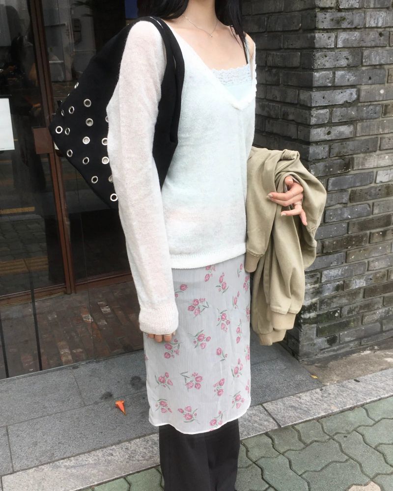 Flower chiffon skirt