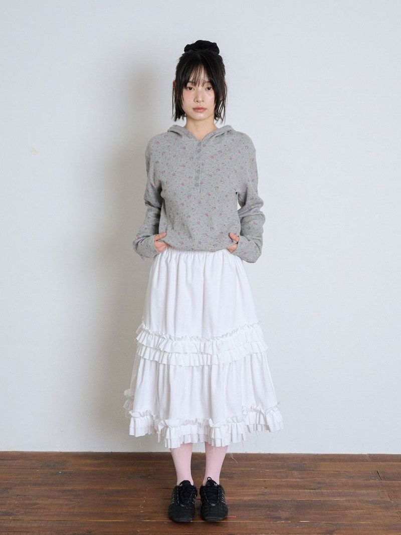 RUFFLE POINT SKIRT - WHITE