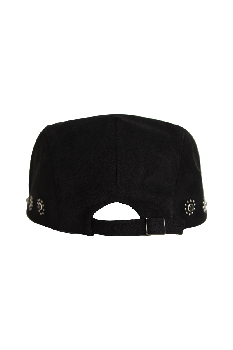 Eco Suede Stud Hunting Cap (Black)