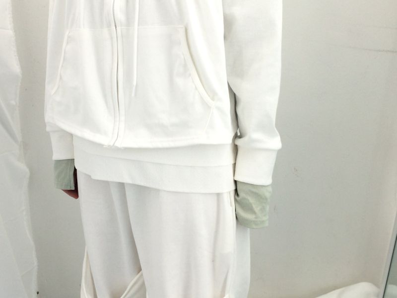 Flower Lace Half-Shirring Hooded Zip-Up