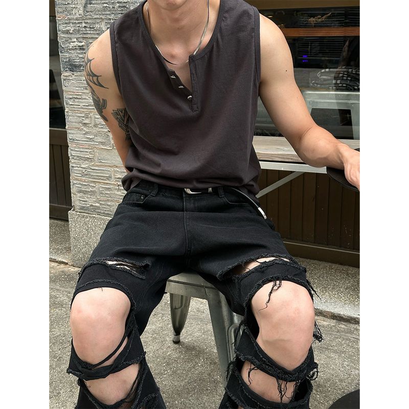 [S/S] Button henry neck sleeveless (3color)