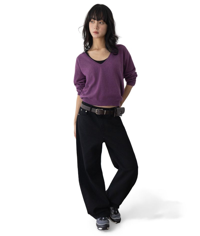 Bamboo Deep V-Neck Knit Top