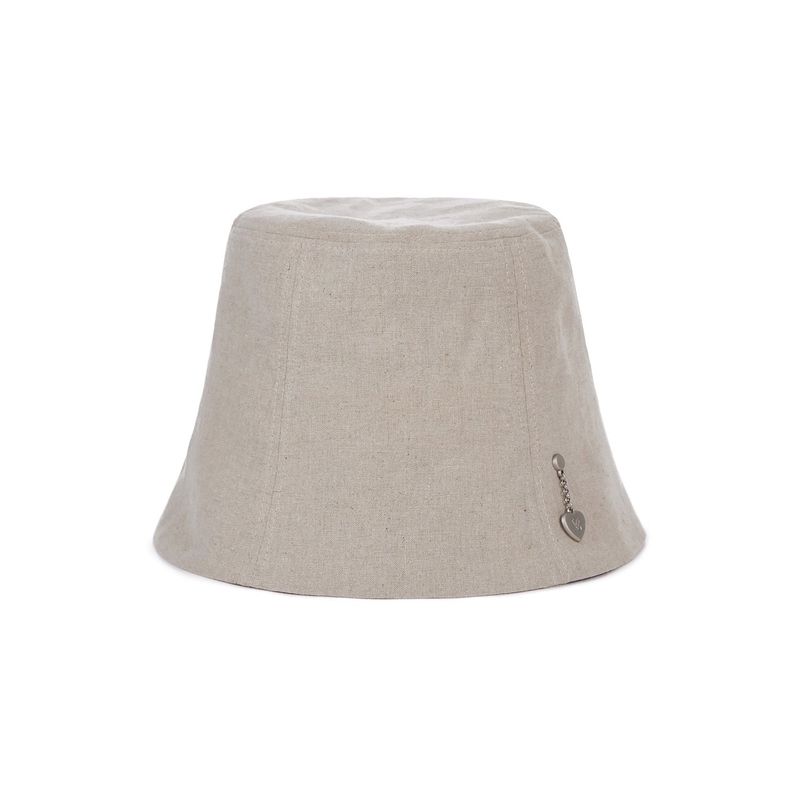 Heart Chain Stud Linen Bucket Hat Natural