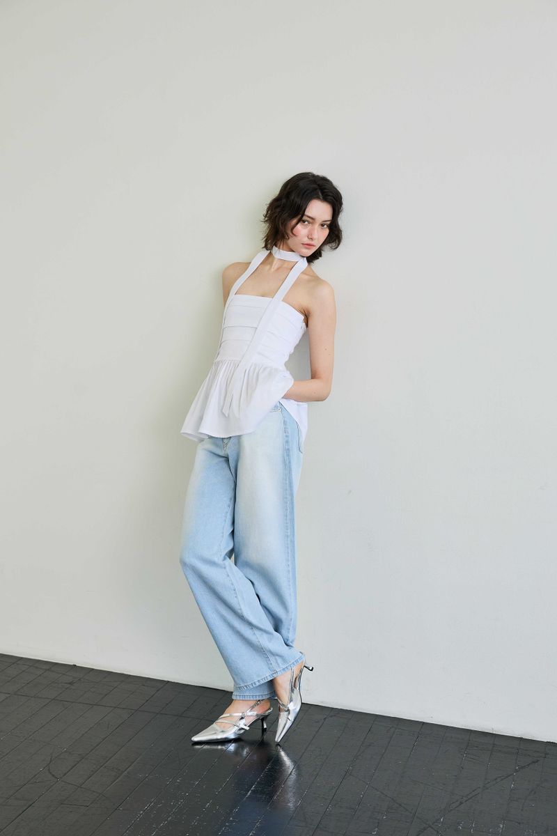 AZURE WIDE DENIM PANTS / SKY BLUE