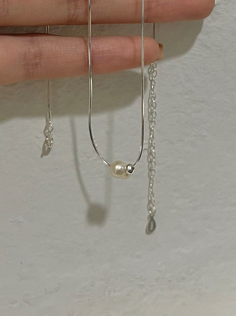 (silver925) Pearl ball necklace