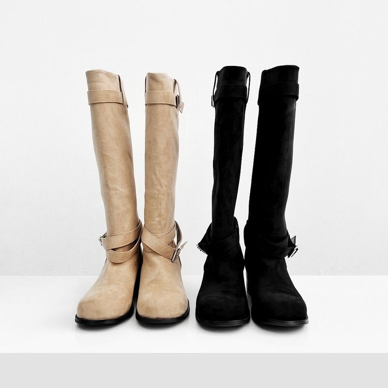 Demin Belt Suede Boots