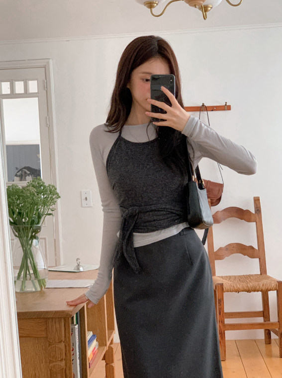 Halter Neck Layered Strap Sleeveless (4color)