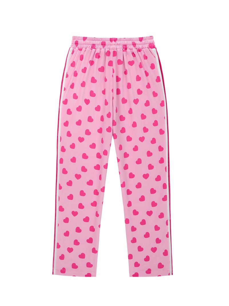 0 3 heart velvet lining pants - PINK