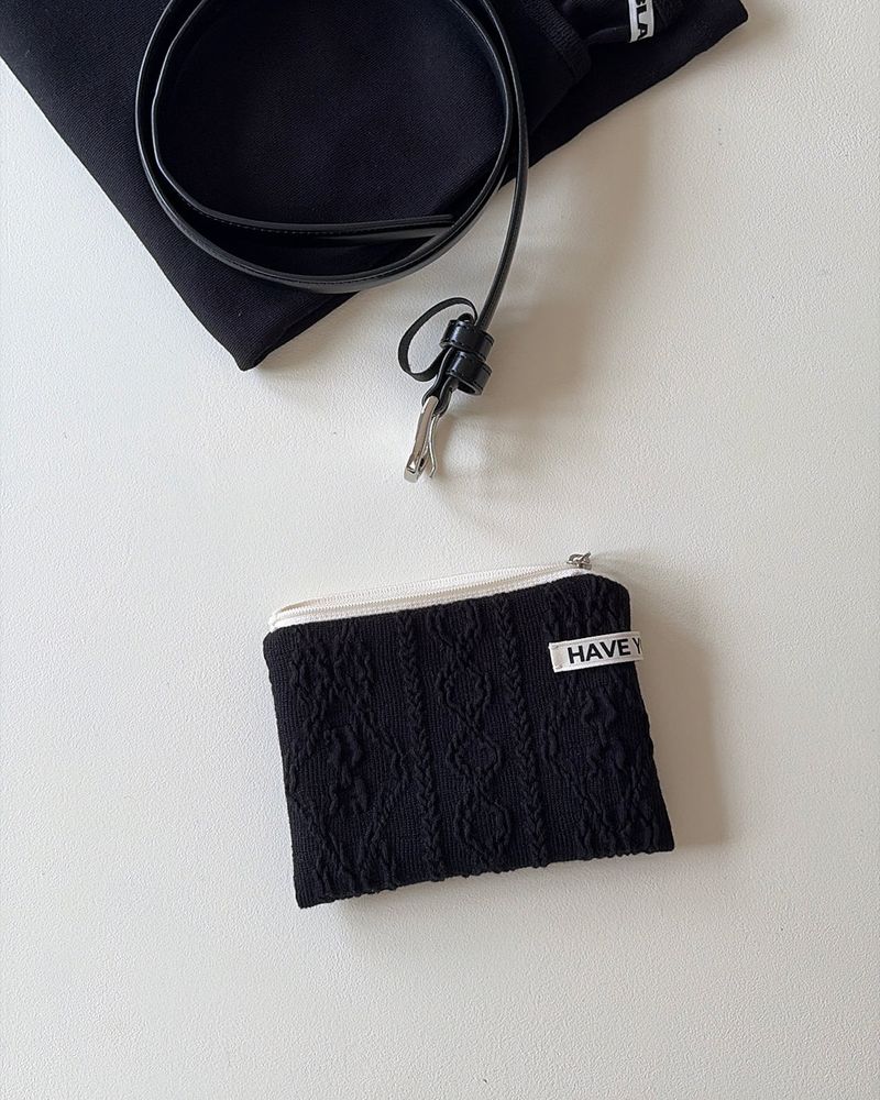 Cable flat pouch - black , M size
