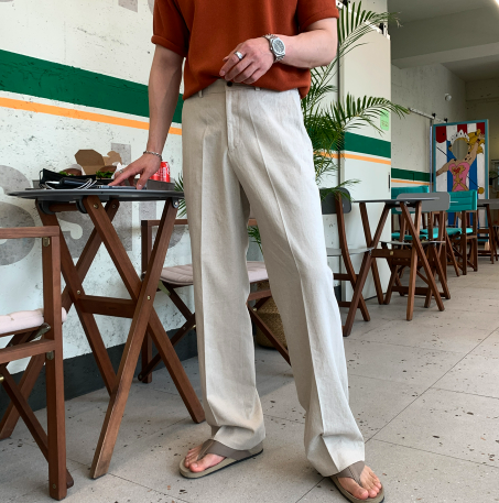 LOOKPLE（ルックプル）の「エバーアイスリネンバックバンディングワイドスラックス（パンツ）」