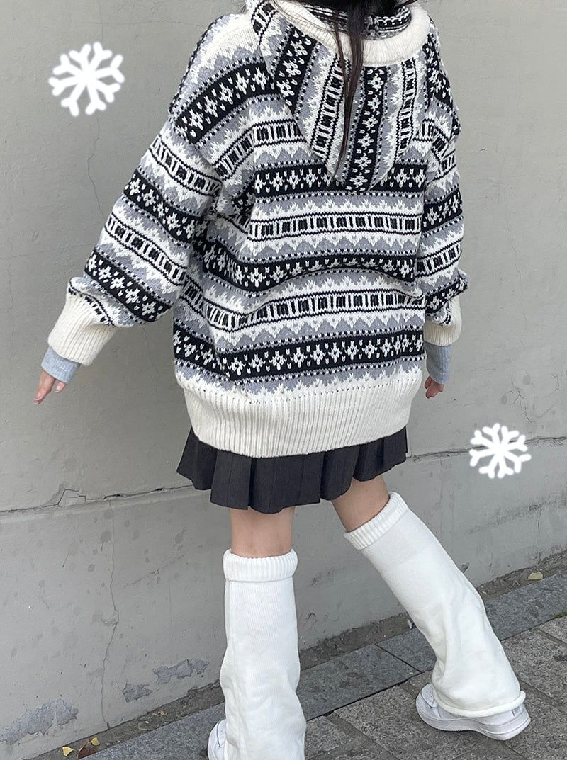 Igloo hooded long knitwear