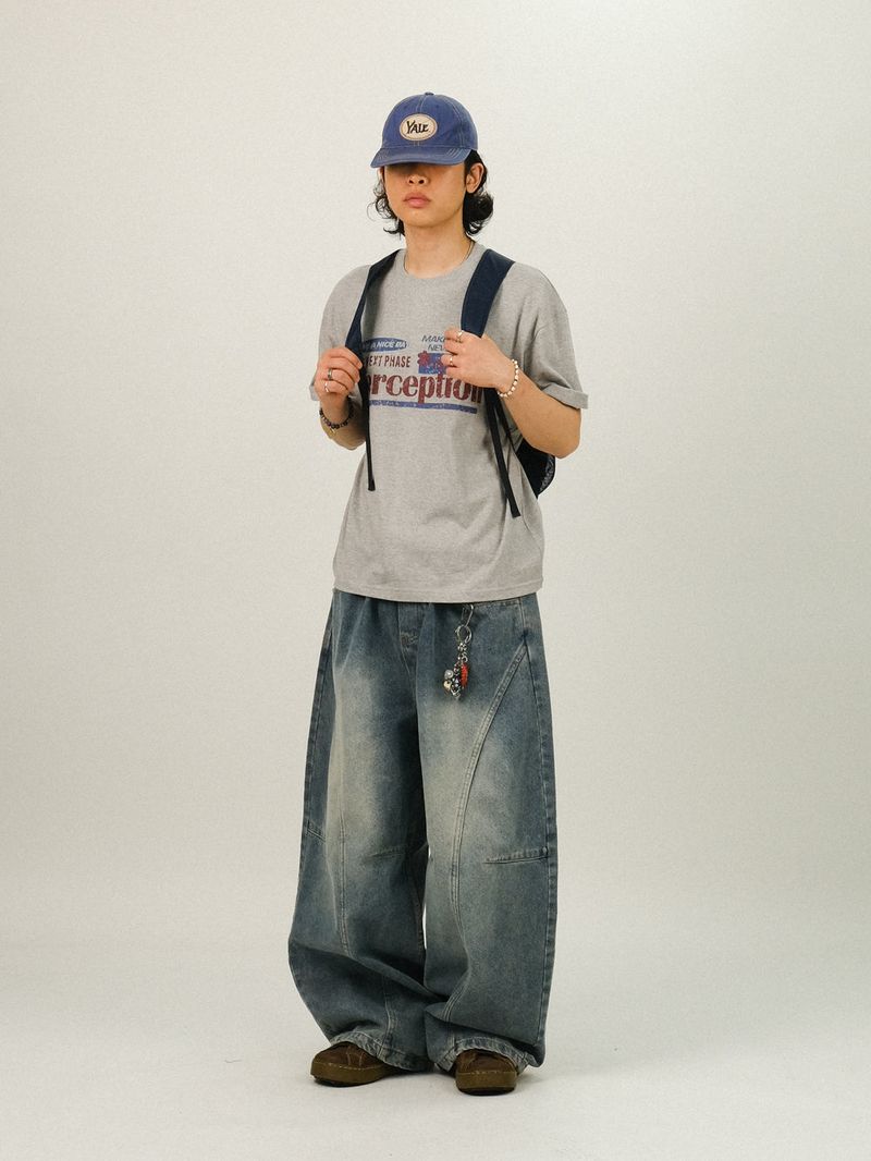 EA PINTUCK CURVED DENIM PANTS