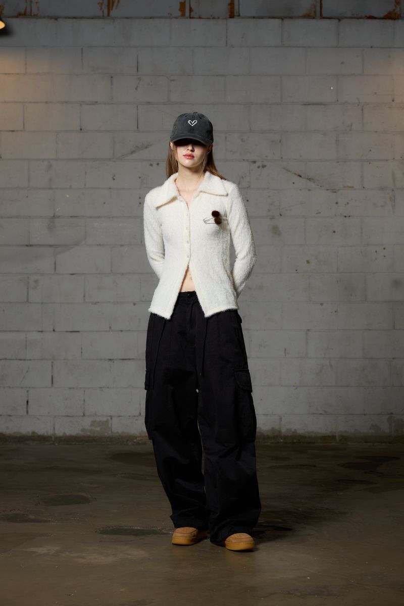 ARO WIDE CAGO PANTS / BLACK