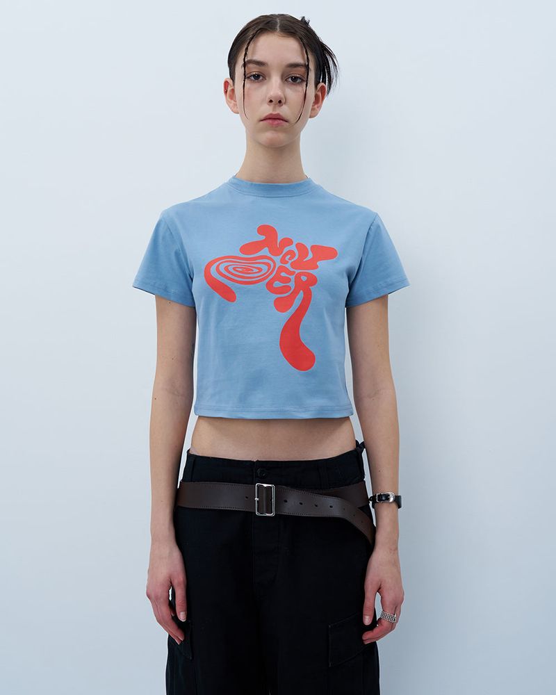 TWISTED LOGO CROP TSHIRT-BLUE