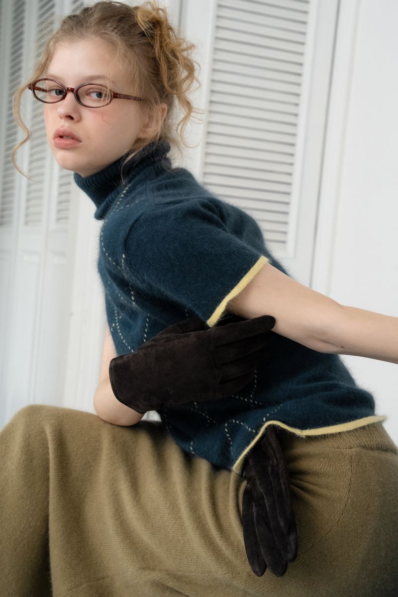 Raccoon knit skirt_olive