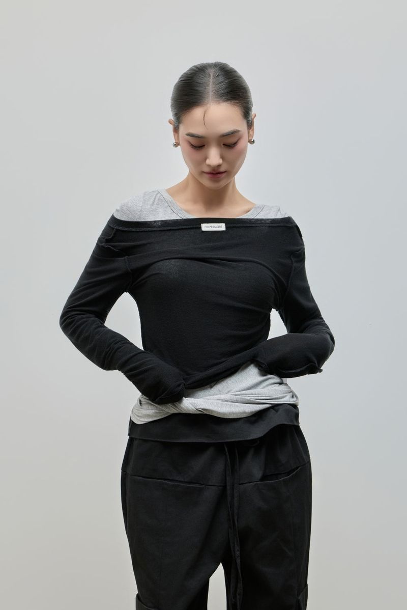 Wrapping Shirring Tee_Melange