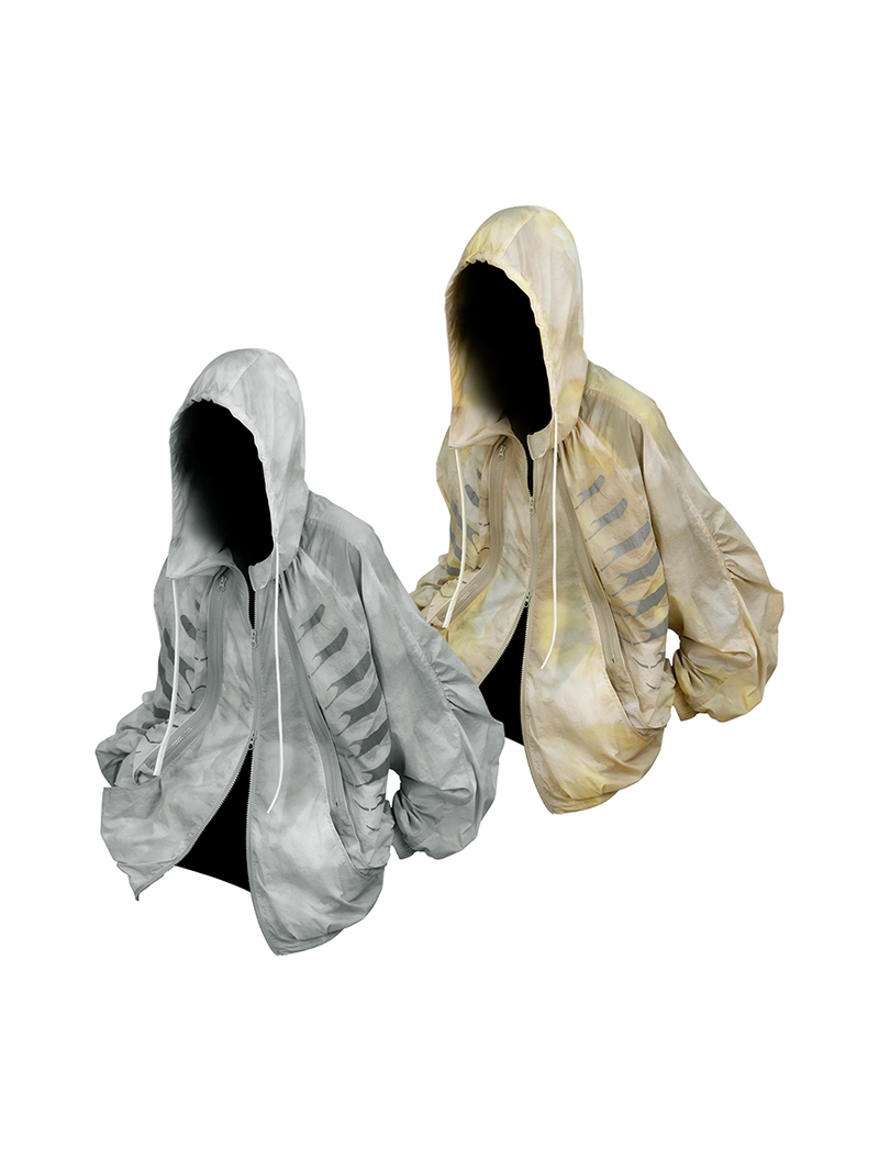 RELABEL（リレーベル）の「RE-BONE (Kai Xian) Acid-Washed, Water-Effect, Deconstructed, Multi-Pocket, Bud-Shaped, Balloon-Style, Cooling, UPF50+ Sun Protection Jacket（Jackets/Outerwear）」