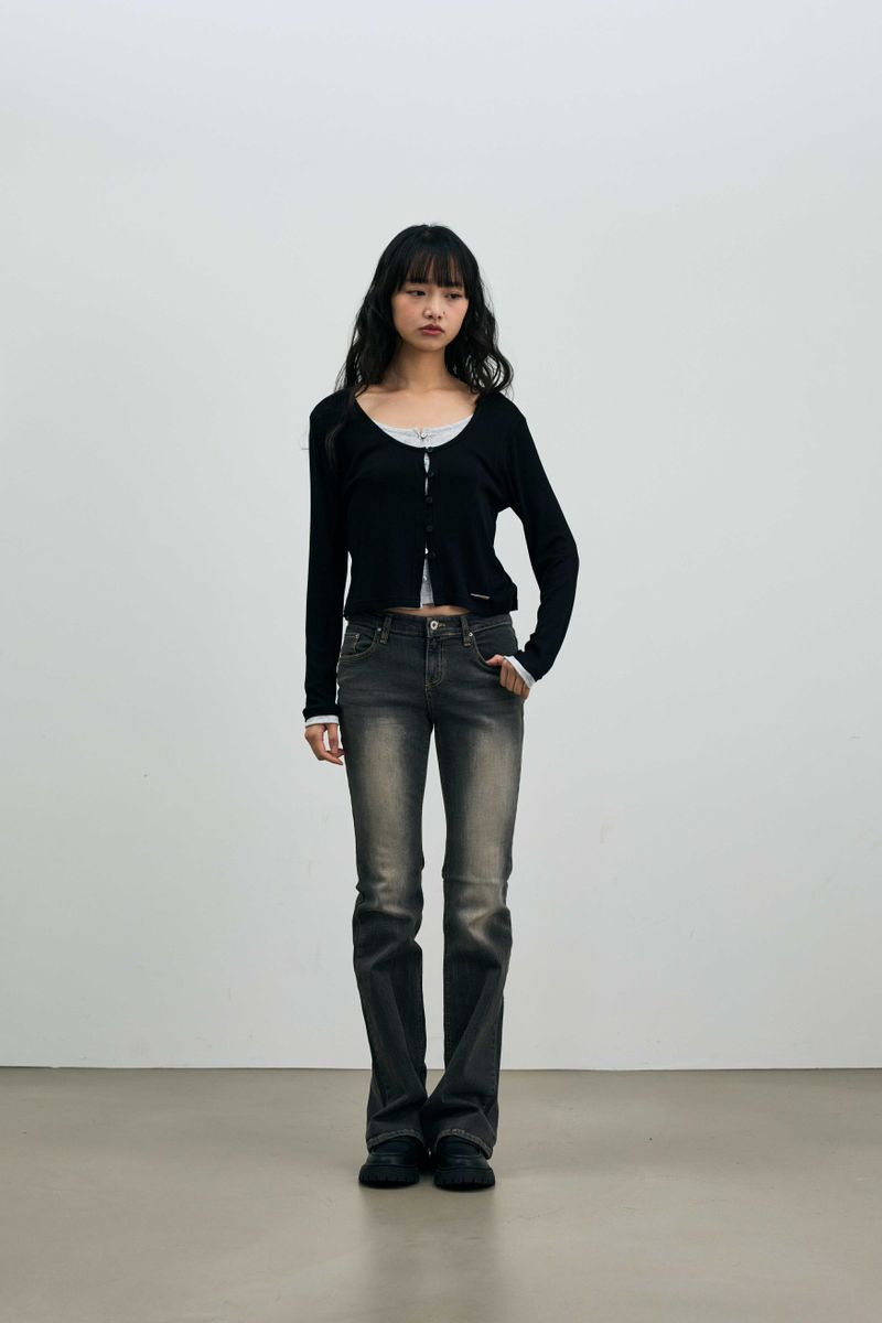 LYLA LAYERED CARDIGAN / BLACK-MELANGE