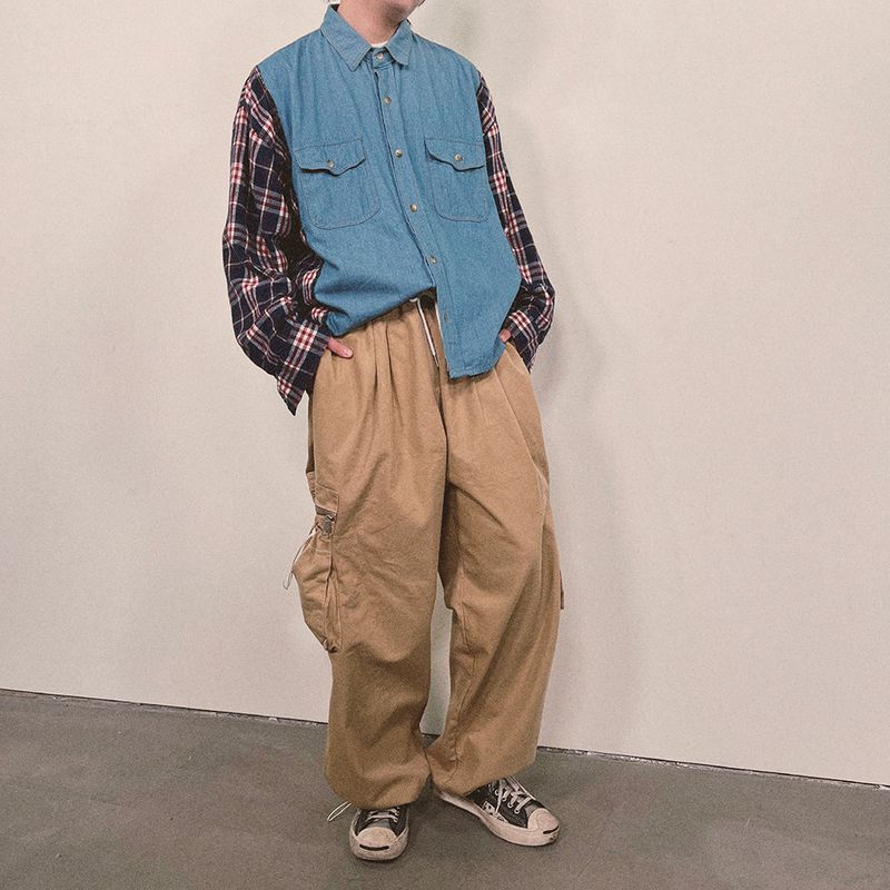 check block denim shirt_blue