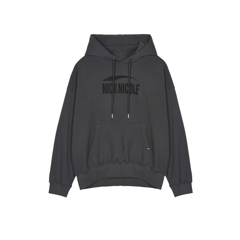 NICK&NICOLE(ニック&ニコール)の「NICOLE VINTAGE CRACK LOGO HOODY_CHARCOAL BLACK(Tops)」