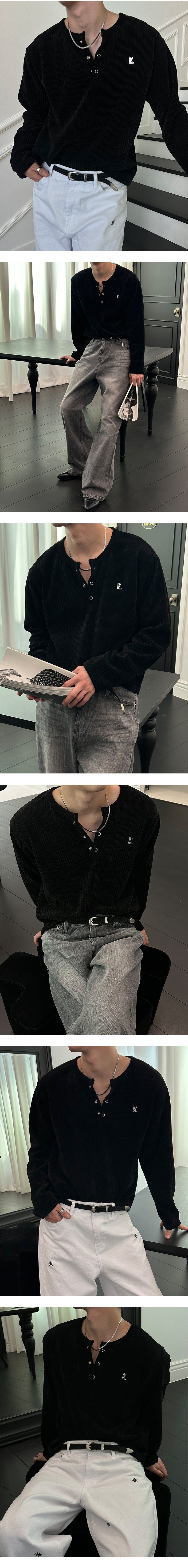 [MADE] Velvet golgi henry neck knit sleeves(3color)