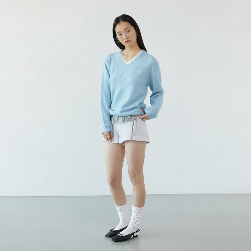 Alpaca cozy V-neck kint_sky blue