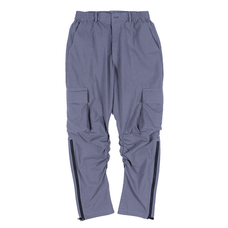 RELABEL  Gray-Blue Side-Zip Pleated Drawstring Pants
