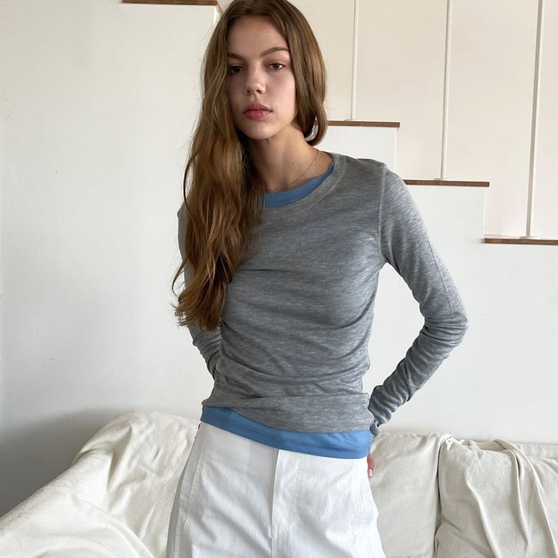 Sheer Tencel T/Shirts_Melange Gray