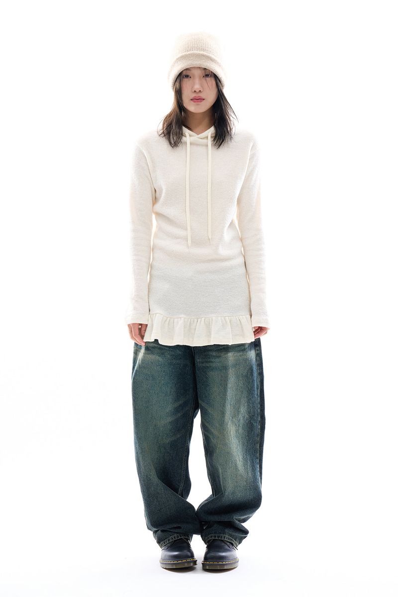 Faded relaxed embo denim pants