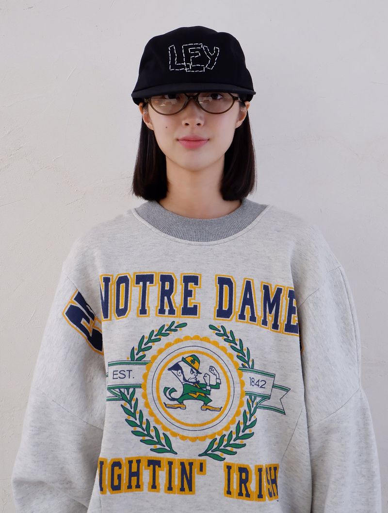 LEY Handstitch Long Brim Cap / Black