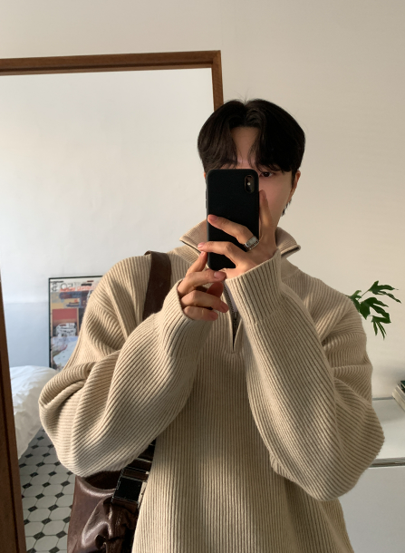 LOOKPLE（ルックプル）の「オールデイハイネックモダルセミジップアップニット（トップス）」