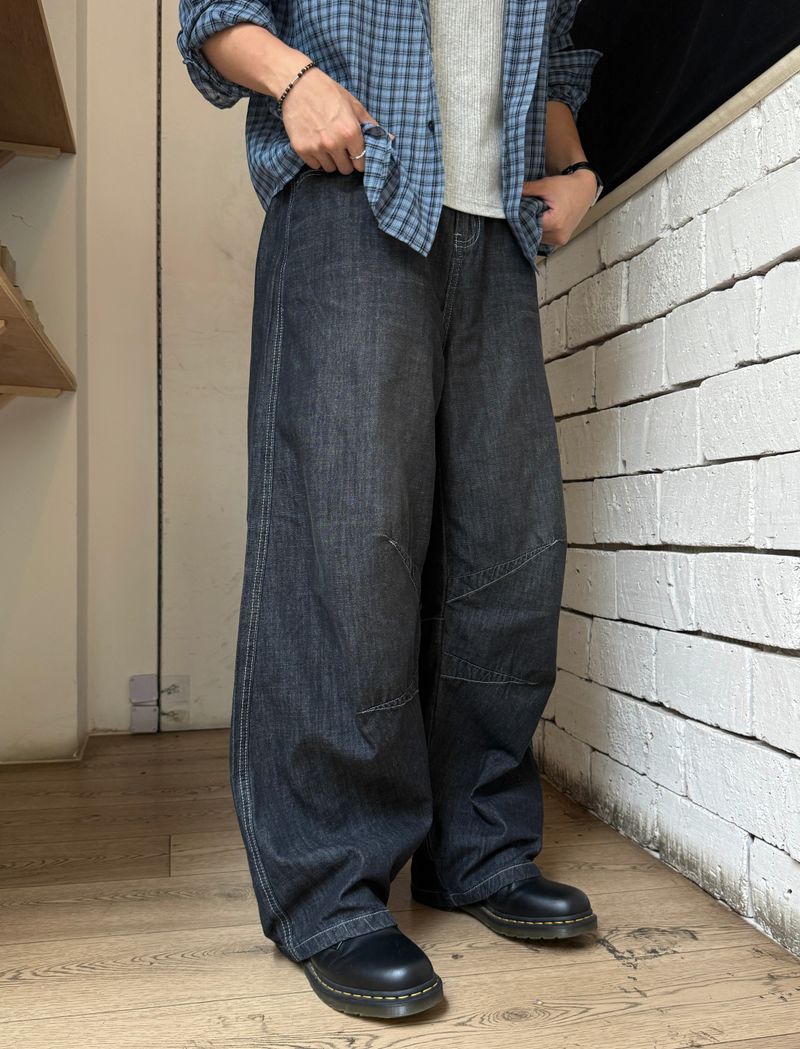 Linen pav dart balloon black denim