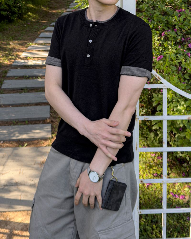 Eren Layered Henley Neck Knit