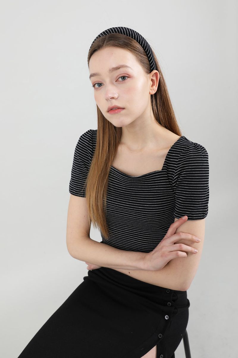Stripe Puff T-shirt Black