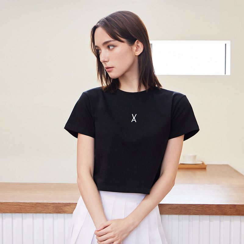 VA 3D Logo Crop T-Shirts / Black