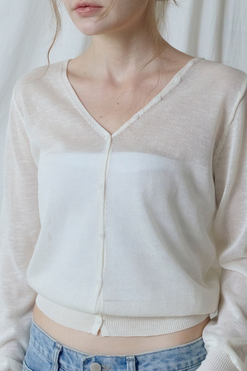 Sorbet Button Cardigan [Ivory]