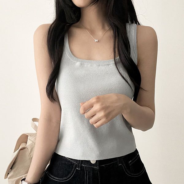 Derming knit sleeveless shirt