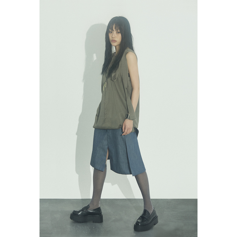RIBBON MINI DRESS: KHAKI