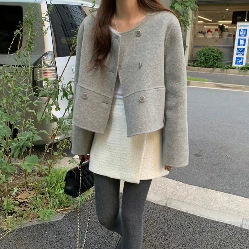 Little Paris Double-breasted Short Wool Coat