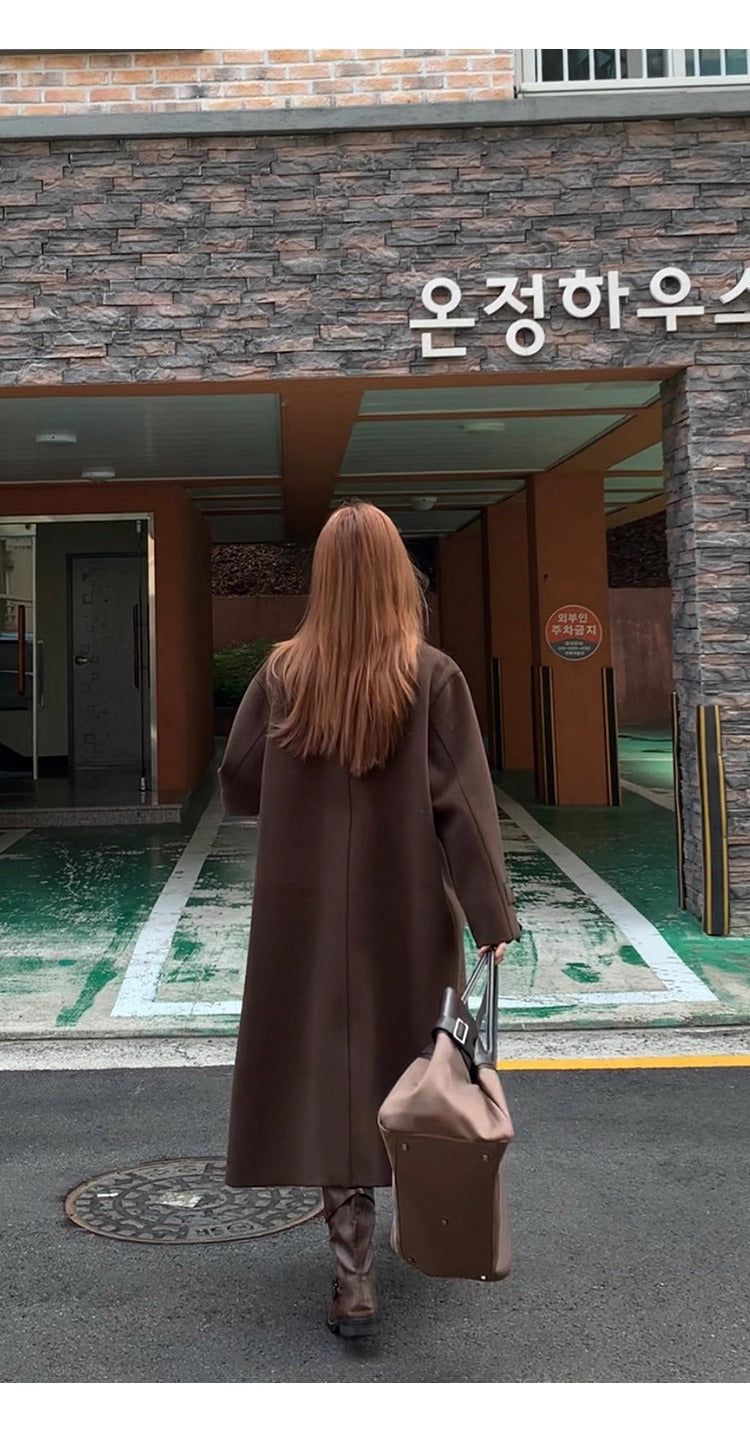 dark brown wool handmade long coat