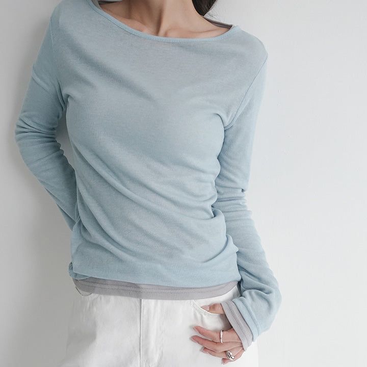 blitti（ブリッティ）の「[Seight] Seam-Detail Round-Neck Long-Sleeve T-Shirt - 5 Colors（Tops）」