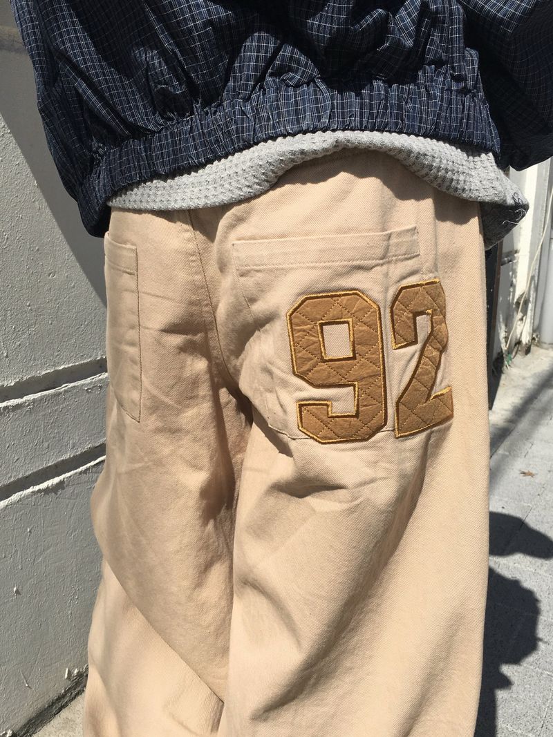 Numbering 92 Embroidered Cotton Wide Pants 3C